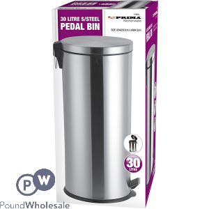 Prima 30l Stainless Steel Pedal Bins 29.2cm X 64.5cm