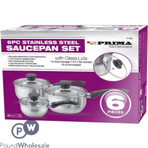 Prima Stainless Steel Saucepan Set 6pc