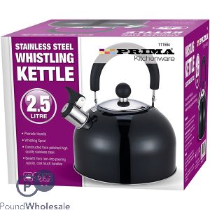 PRIMA WHISTLING KETTLE 2.5L METALLIC BLACK