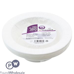 PRIMA WHITE DISPOSABLE PLASTIC BOWLS 15CM 15 PACK