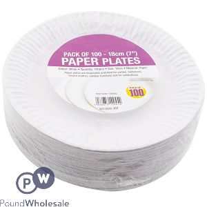 ROUND DISPOSABLE PAPER PLATES 7&quot; 100 PACK