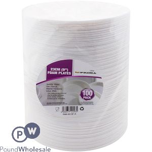 Prima Disposable White Foam Plates 23cm 100 Pack
