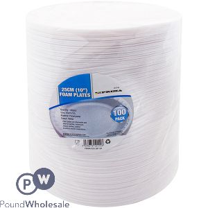 Prima Disposable White Foam Plate 25cm 100 Pack
