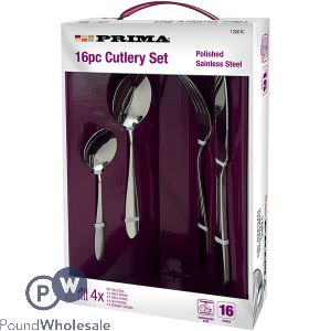 Prima Polished Stainless Steel Cutlery Set 16 Pack