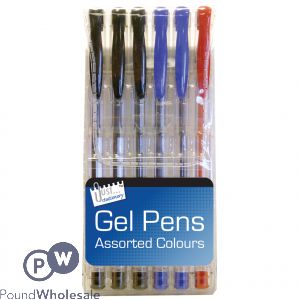 Just Stationery Gel Pens Assorted Colours 6 Pack