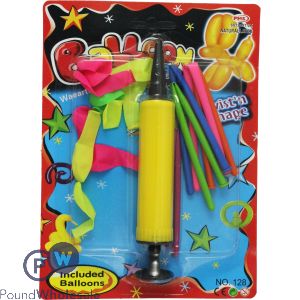 Balloon Magic Twist N Shape 5 Long 10 Small Round Balloons Plus Pump (21.5cm X 15.5cm)