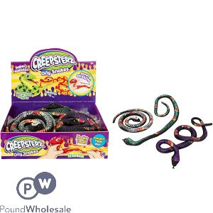 CREEPSTERZ OILY SNAKES SQUISH TOYS CDU ASSORTED