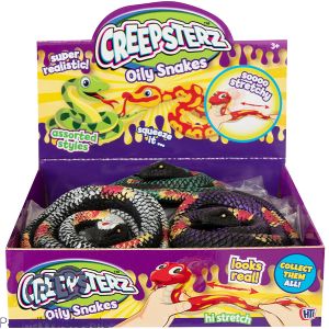 CREEPSTERZ OILY SNAKES SQUISH TOYS CDU ASSORTED