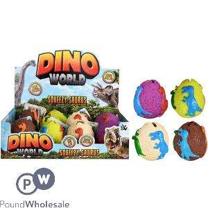 Dino World Squeezy-saurus Dinosaur Egg Cdu Assorted Colours