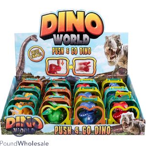 DINO WORLD PUSH &amp; GO DINOSAUR TOY CDU ASSORTED