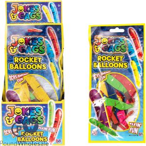 Jokes & Gags Assorted Colours Rocket Balloons 12 Pack CDU