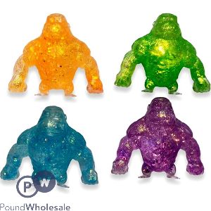 Squish-squeeze Glitter Gorilla Squish Toy Cdu Assorted Colours