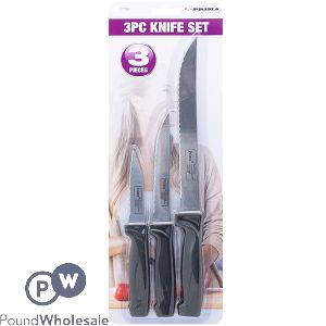 PRIMA STAINLESS STEEL SERRATED KITCHEN KNIFE SET 3PC