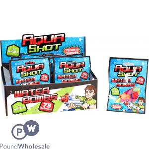 Aqua Shot Water Bombs with Nozzle 75 Pack