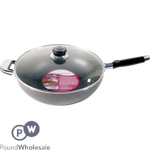 PRIMA NON-STICK WOK WITH GLASS LID 30CM