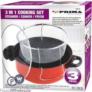 PRIMA 3-IN-1 STEAMER/COOKER/FRYER COOKING SET 3PC