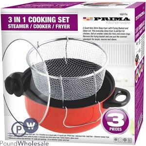 Prima 3-In-1 Steamer/Cooker/Fryer Cooking Set 3pc