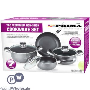 Prima Stone Vein Aluminium Non-stick Cookware Set 7pc