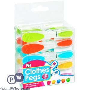 151 Assorted Colour Soft-grip Clothes Pegs 10 Pack