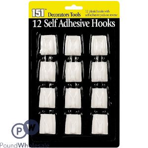 151 Self-adhesive White Plastic Hooks 12 Pack