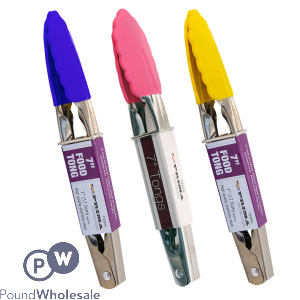 Prima 7&quot; Tongs With Silicone Head Assorted Colours