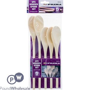 PRIMA WOODEN SPOON SET ASSORTED SIZES 5PC