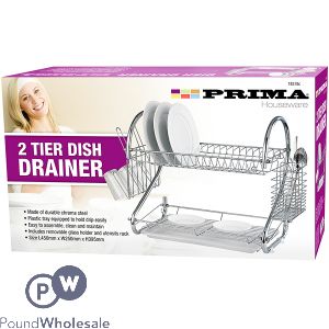 PRIMA CHROME 2 TIER DISH DRAINER 45CM X 25CM X 39.5CM