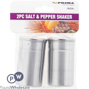 PRIMA STAINLESS STEEL SALT &amp; PEPPER SHAKER SET 2PC
