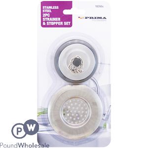 Prima Stainless Steel Sink Strainer & Rubber Stopper Set 2pc