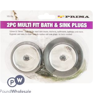 Prima Multi Fit Bath & Sink Plugs Set 2pc