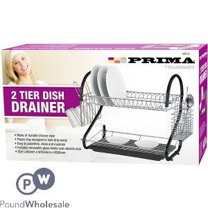 PRIMA BLACK 2 TIER DISH DRAINER 45CM X 25CM X 39.5CM