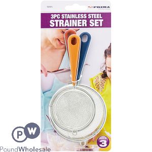 PRIMA STAINLESS STEEL STRAINER SET 3PC