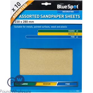 Bluespot 10 Piece Assorted Sandpaper Sheets