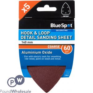 Bluespot 140mm 5 Pack 60 Grit Detail Sanding Sheets