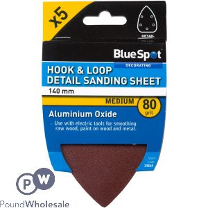 Bluespot 140mm 5 Pack 80 Grit Detail Sanding Sheets