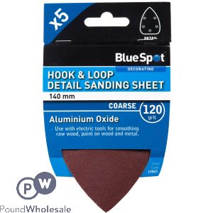 Bluespot 140mm 5 Pack 120 Grit Detail Sanding Sheets