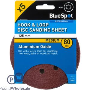 Bluespot 140mm 5 Pack 80 Grit Detail Sanding Disc