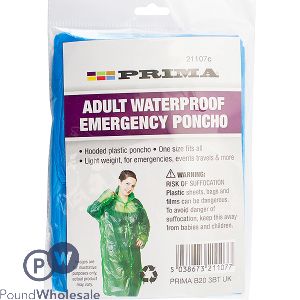 PRIMA ADULT WATERPROOF EMERGENCY PONCHO