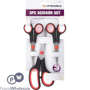 PRIMA STAINLESS STEEL SCISSOR SET ASSORTED SIZES 3PC