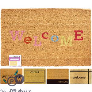 Prima Pvc Natural Coir Printed Welcome Door Mat Assorted 40cm X 60cm