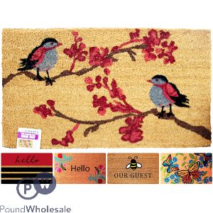 Prima PVC Natural Coir Printed Nature Door Mat Assorted 45cm X 75cm