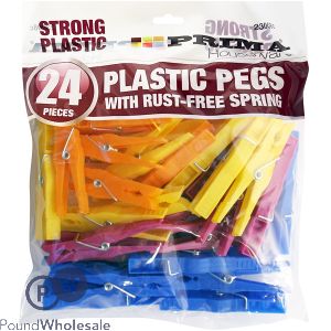 Prima Strong Plastic Rust-Free Clothes Pegs 24 Pack