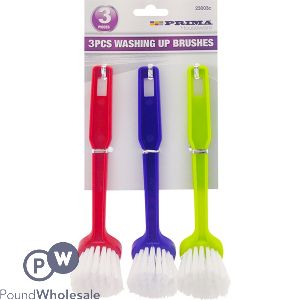 Prima Washing Up Brushes Assorted Colours 3pc