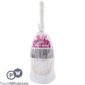 WHITE SEMI-ENCLOSED TOILET BRUSH SET