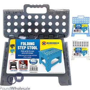 MARKSMAN FOLDING STEP STOOL ASSORTED COLOURS 29 X 22 X 22CM