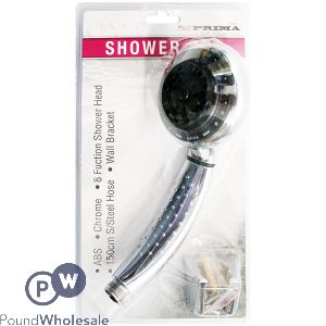 Prima Stainless Steel 8 Function Shower Head & 150cm Hose Set 2pc