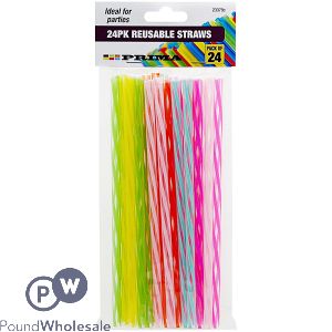 Prima Assorted Colour Reusable Straws 24 Pack