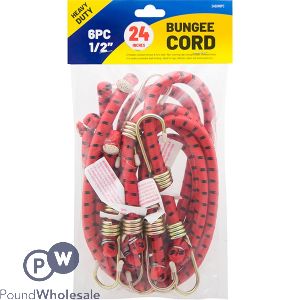 Heavy Duty 1/2" Bungee Cord 24" 6pc