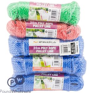 Prima Poly Rope Pulley Line 20m Assorted Colours