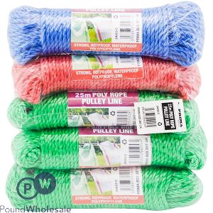 PRIMA POLY ROPE PULLEY LINE 25M ASSORTED COLOURS